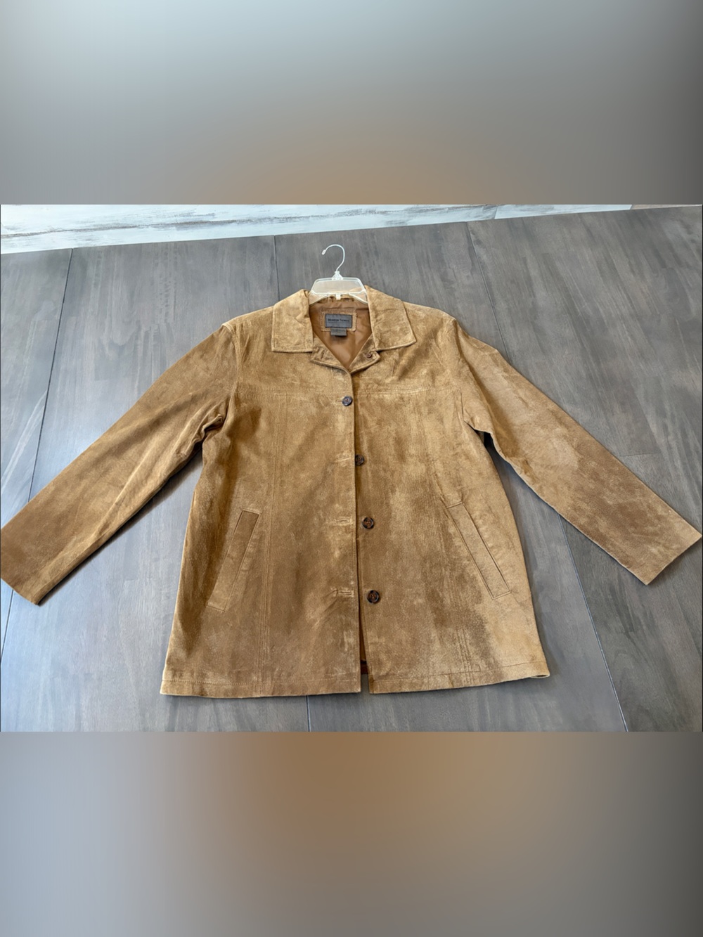 Vintage Brandon Thomas Suede Leather Button-Up Jacket in Cognac Brown